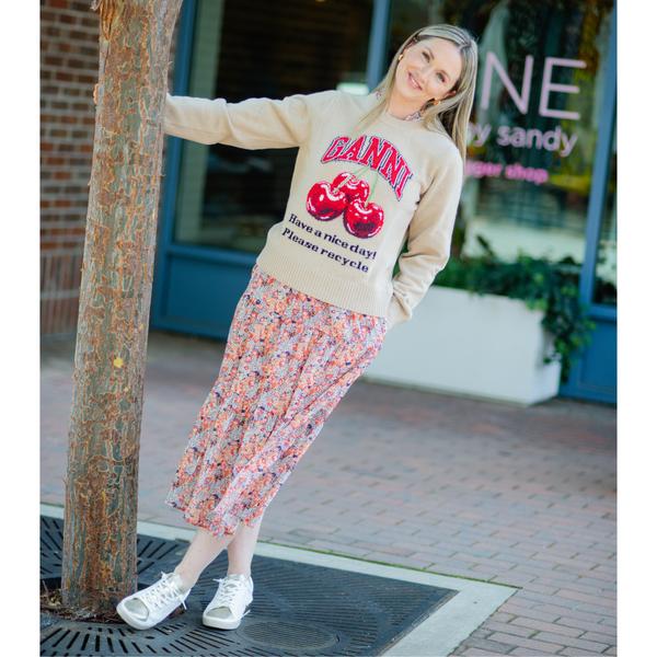 Camel Graphic Cherry O-Neck Pullover - MINE by sandy