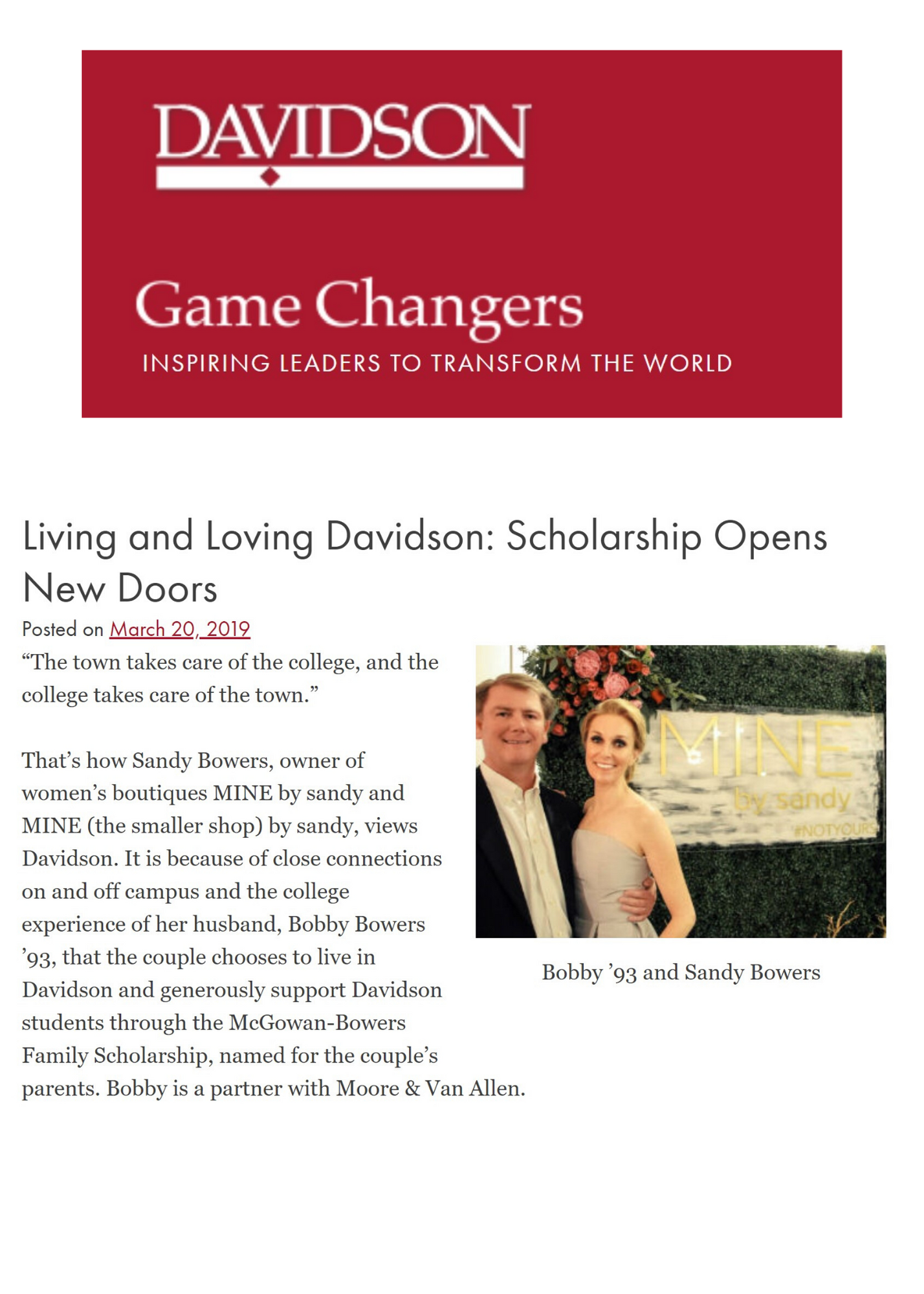 Davidson Game Changers