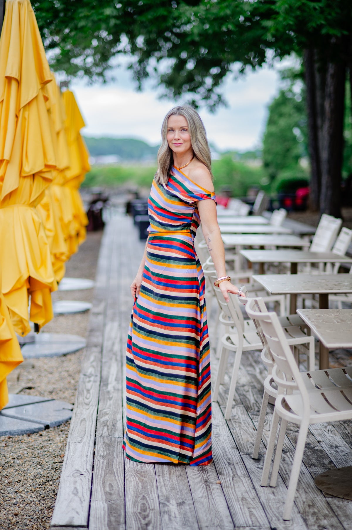 Phare Silk Maxi Dress - Artist Stripe