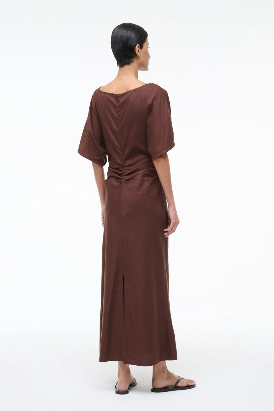 Amelie Linen Dress - Dark Oak