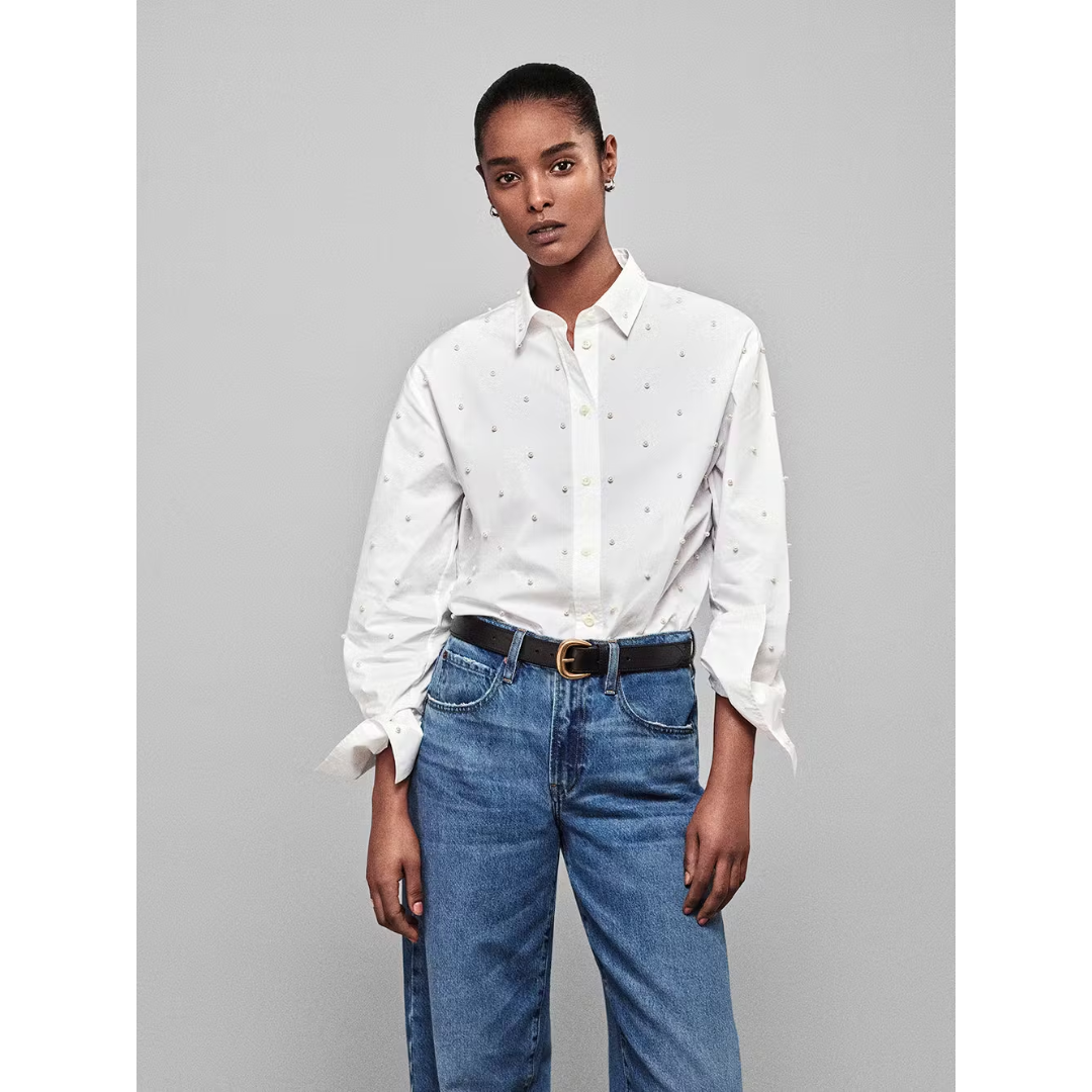 The Oversized Pearl Shirt - White