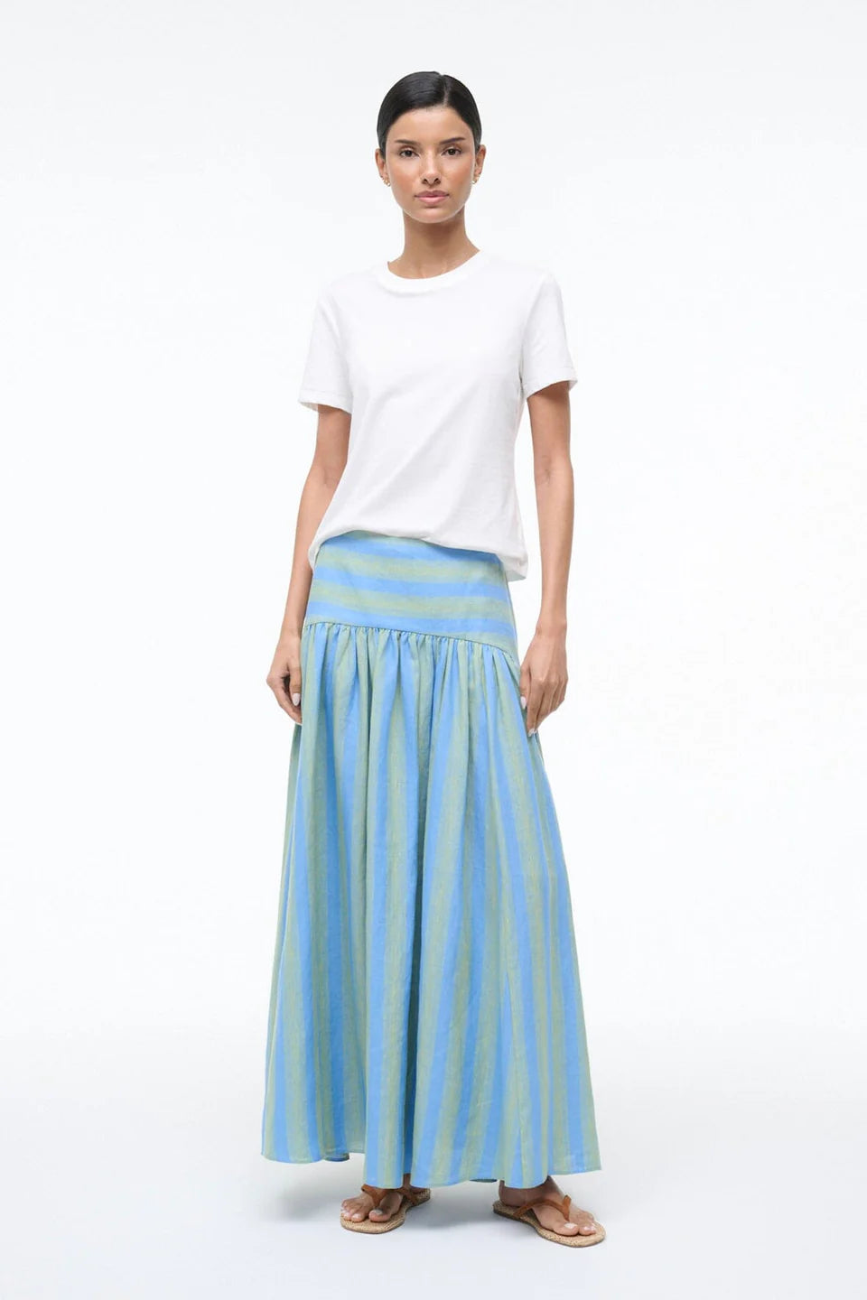 Procida Linen Skirt - Seaport Stripe