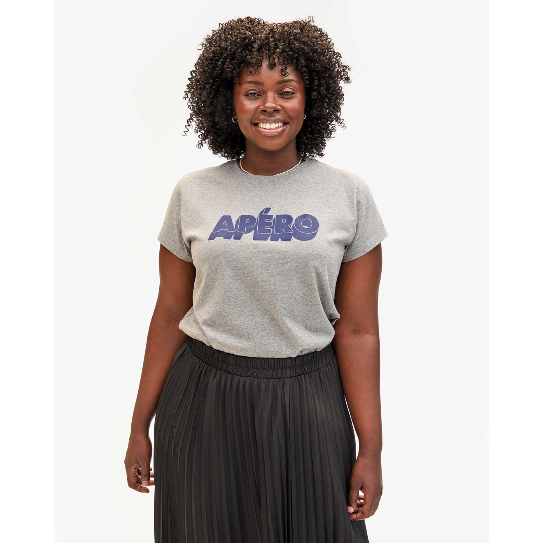 Classic Tee - Grey Melange w/ Indigo Apéro