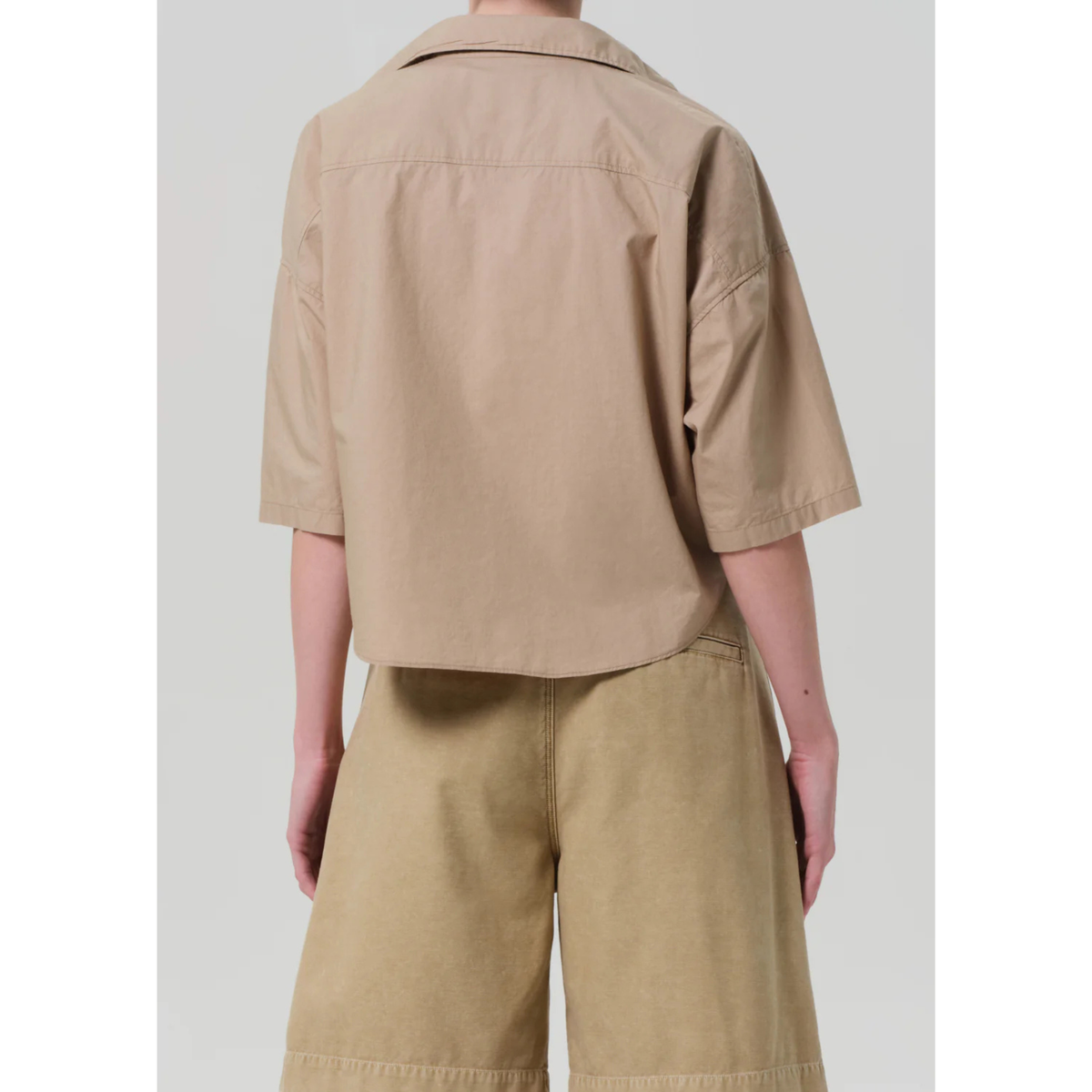 Frances Cropped Cape Button Up - Catalina