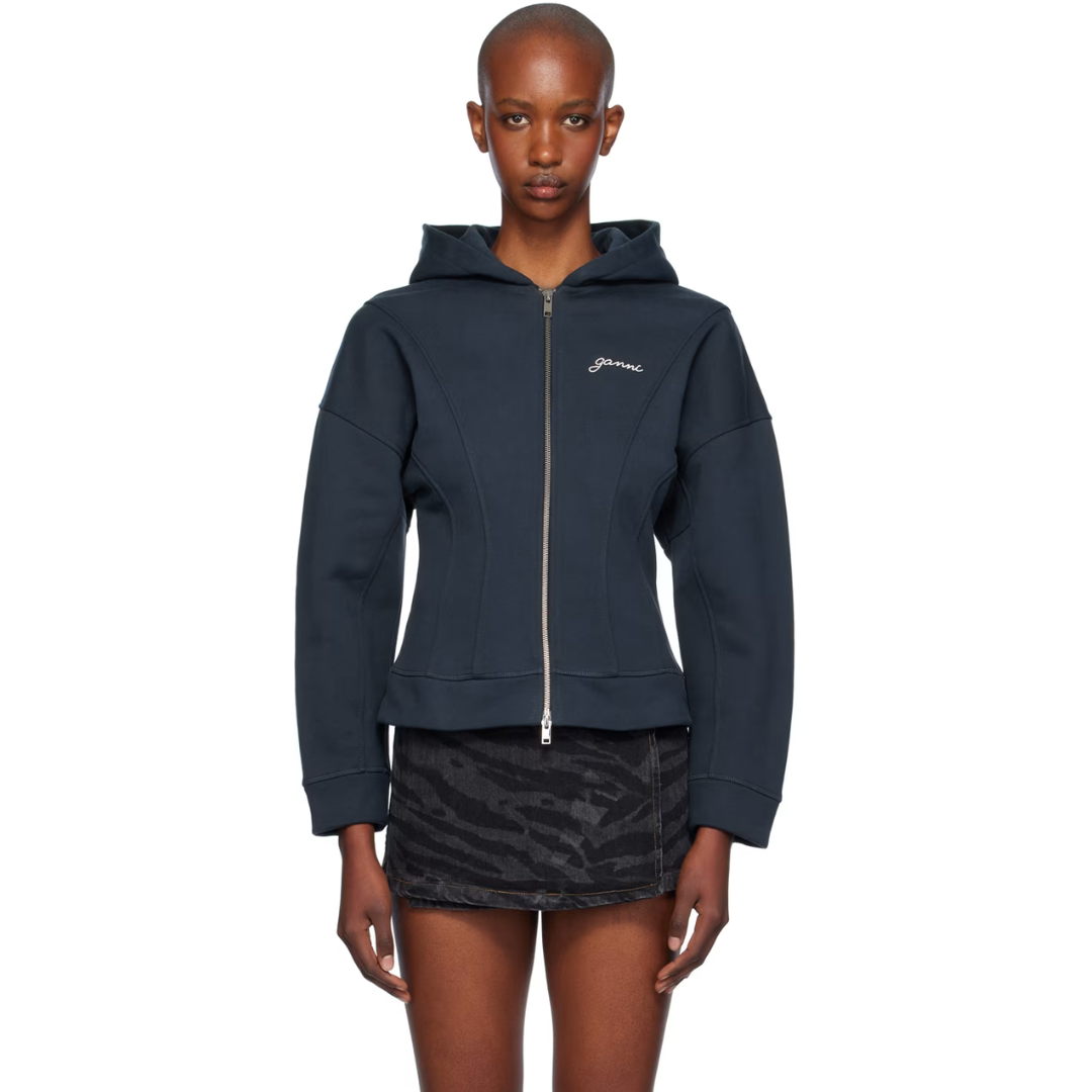 Navy Fleece Zip Hoodie