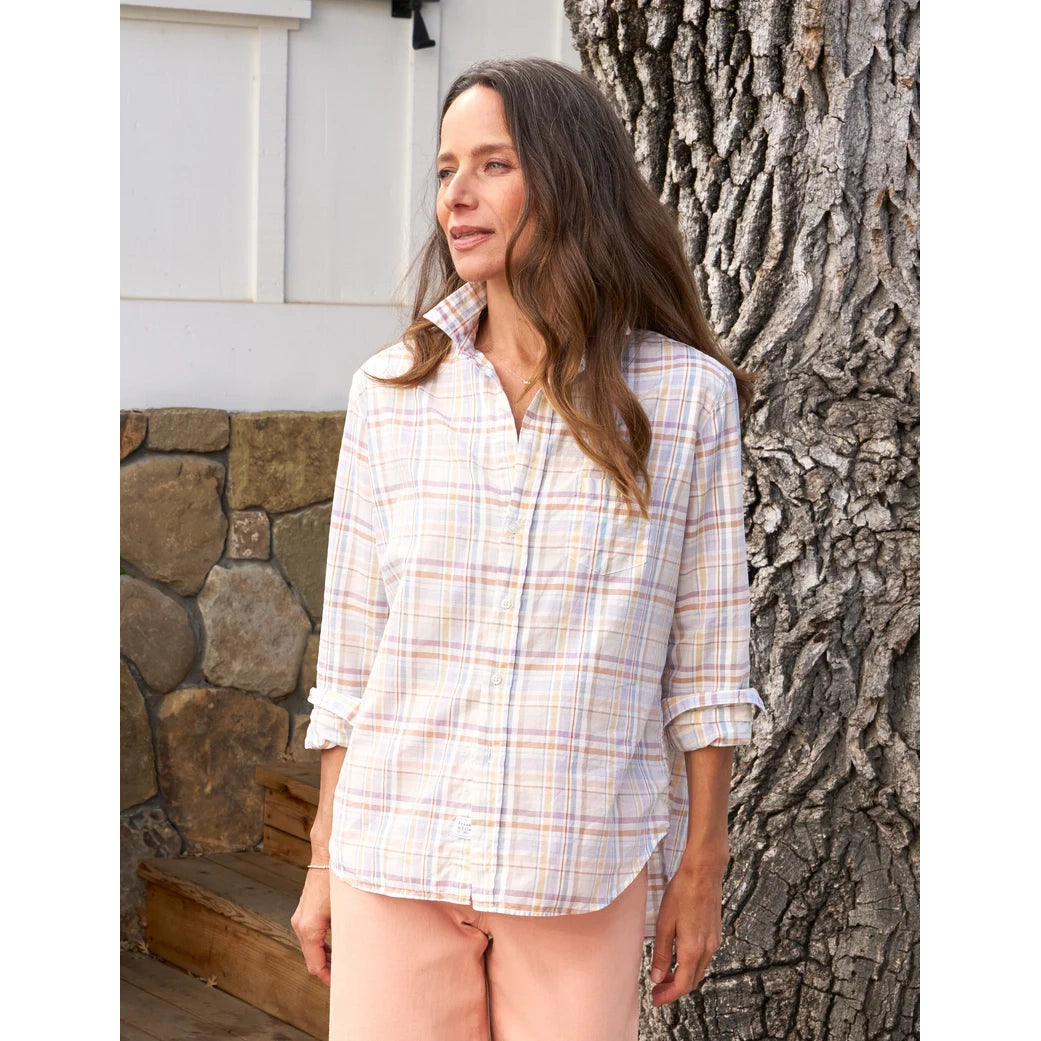 Eileen Button-Up in Sand and Purple Plaid