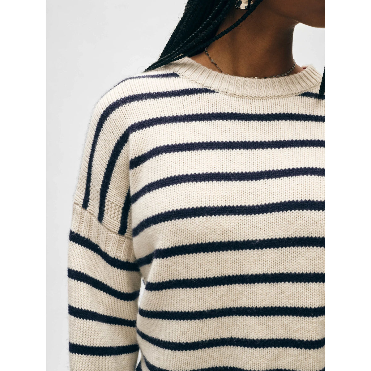Merino Cashmere Striped Crewneck