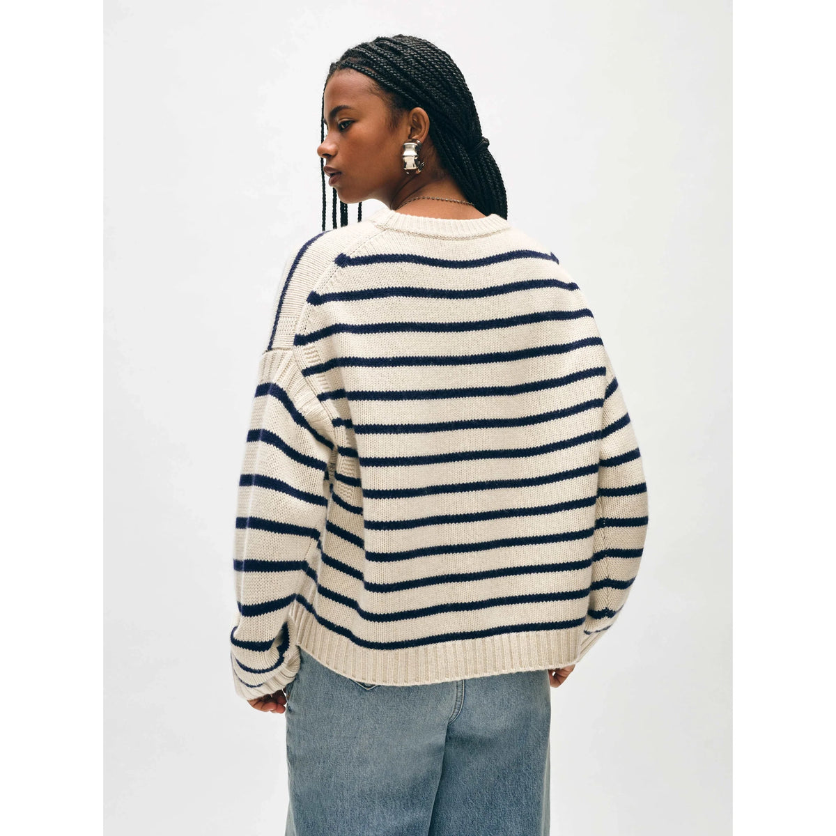 Merino Cashmere Striped Crewneck