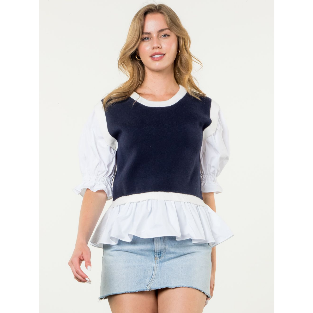 Mixed Media Knit Top