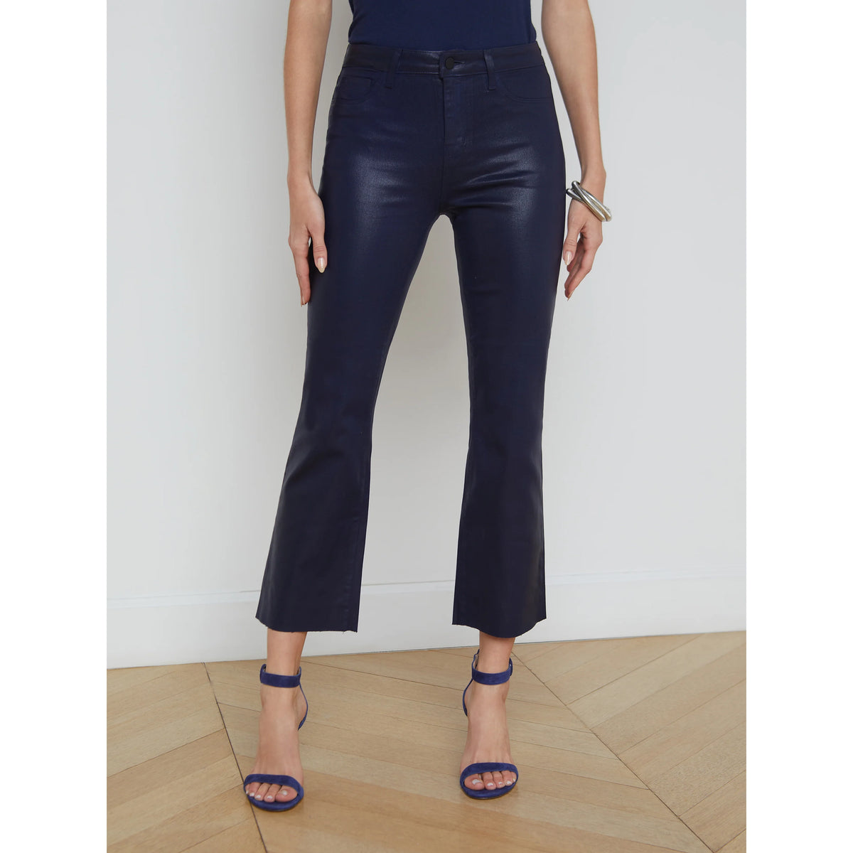 Kendra Coated Cropped Flare Jean