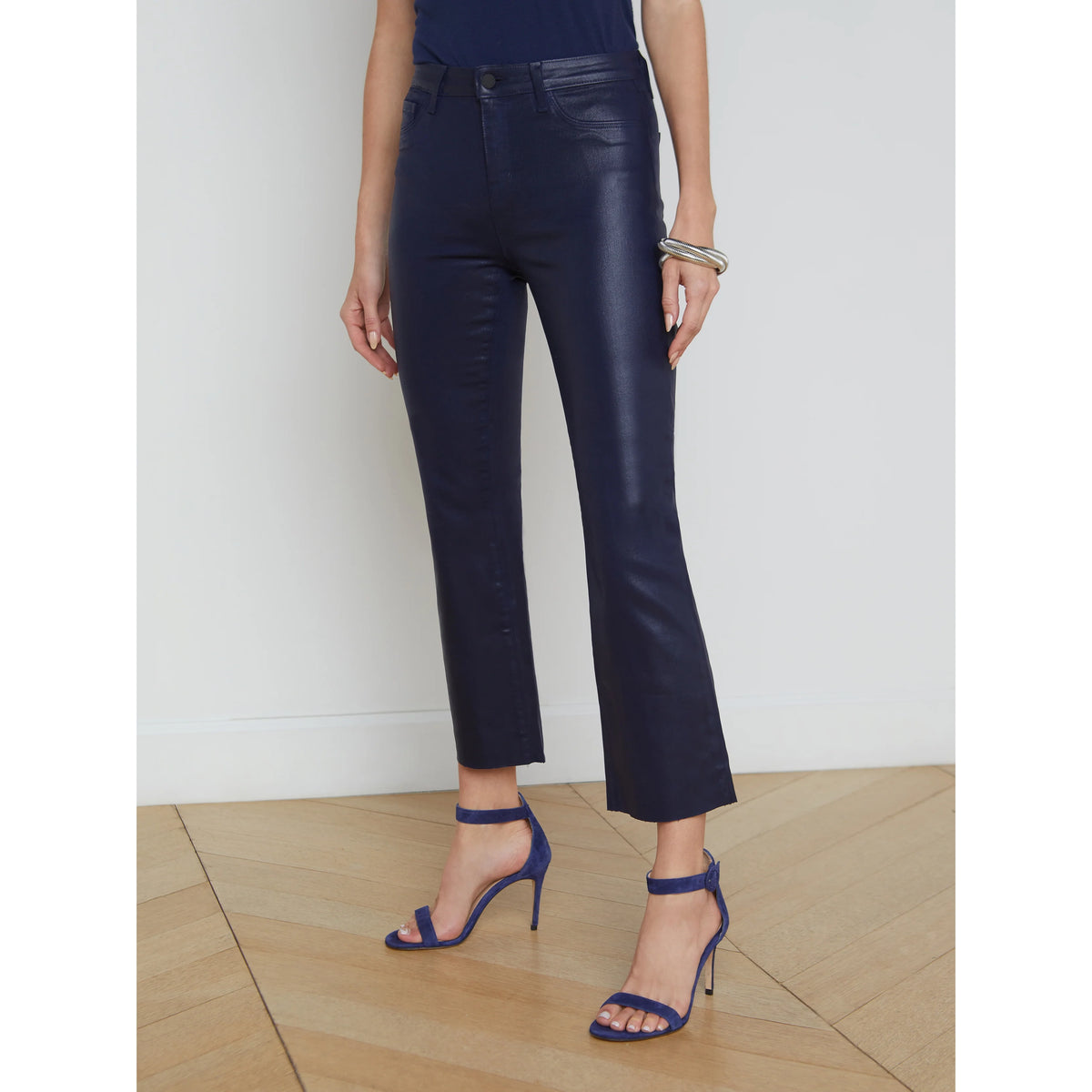 Kendra Coated Cropped Flare Jean