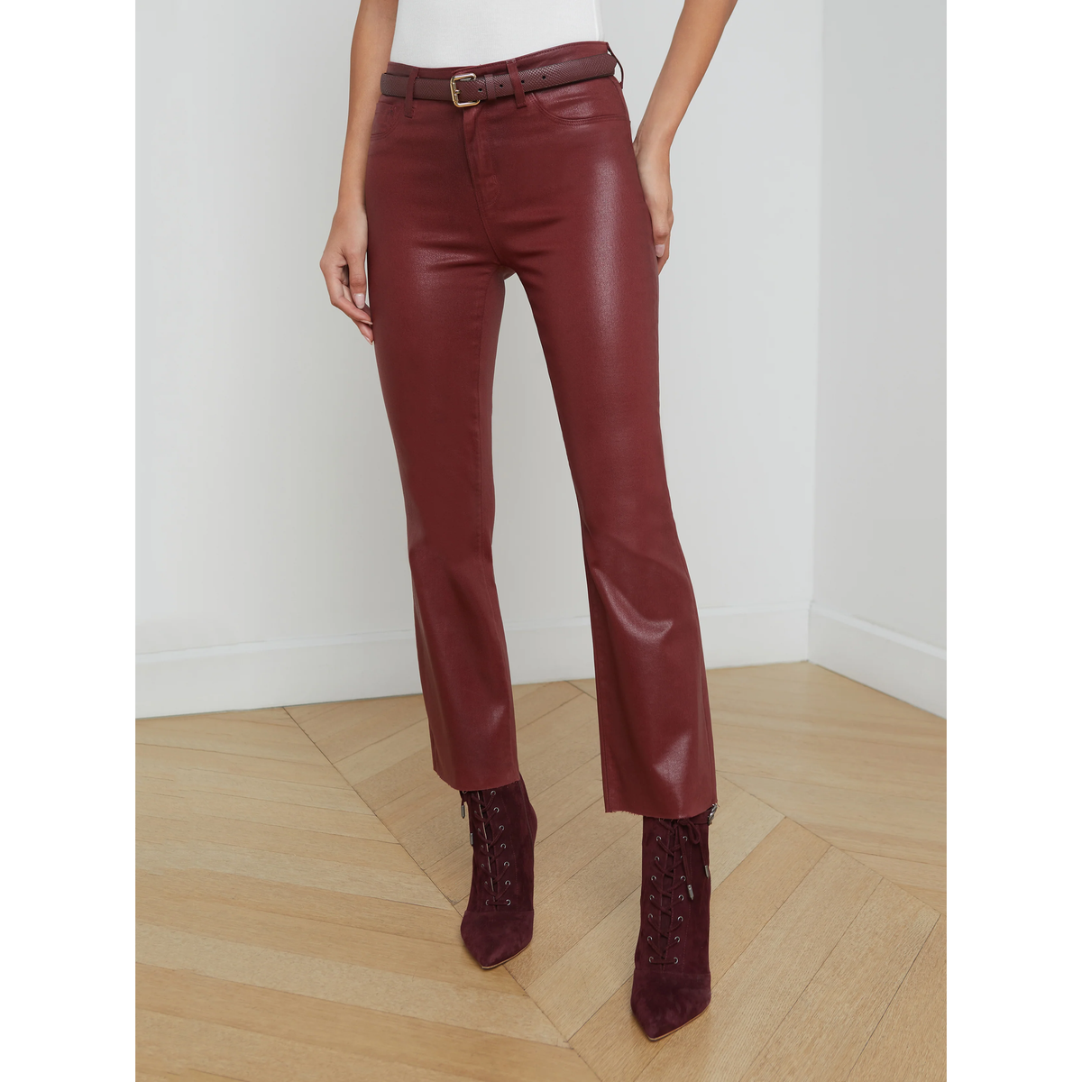Kendra Coated Cropped Flare Jean