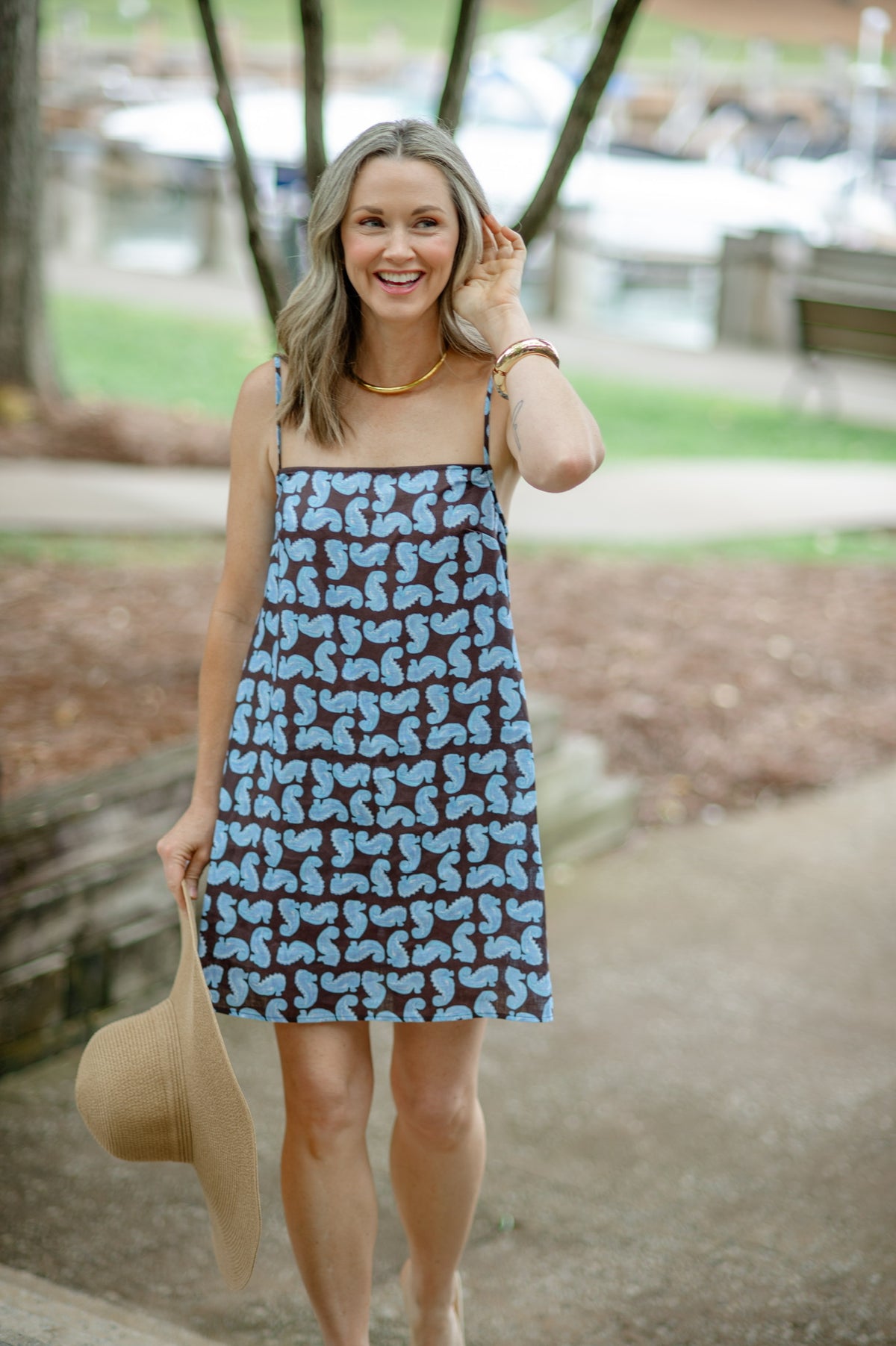 Laura Linen Mini Dress - Seahorse