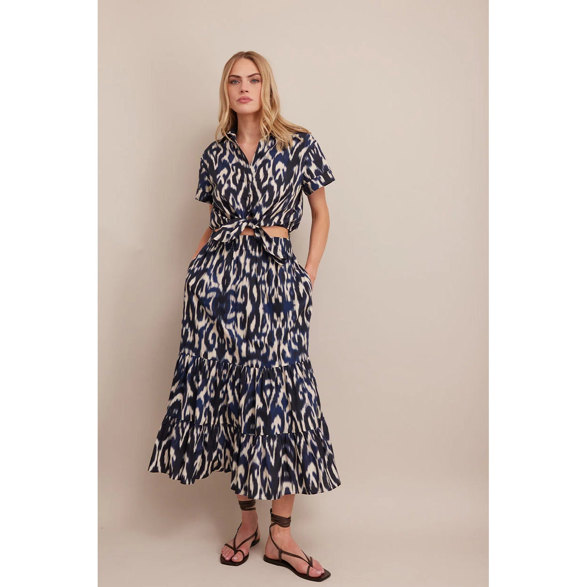 Chase Skirt in Ikat Navy