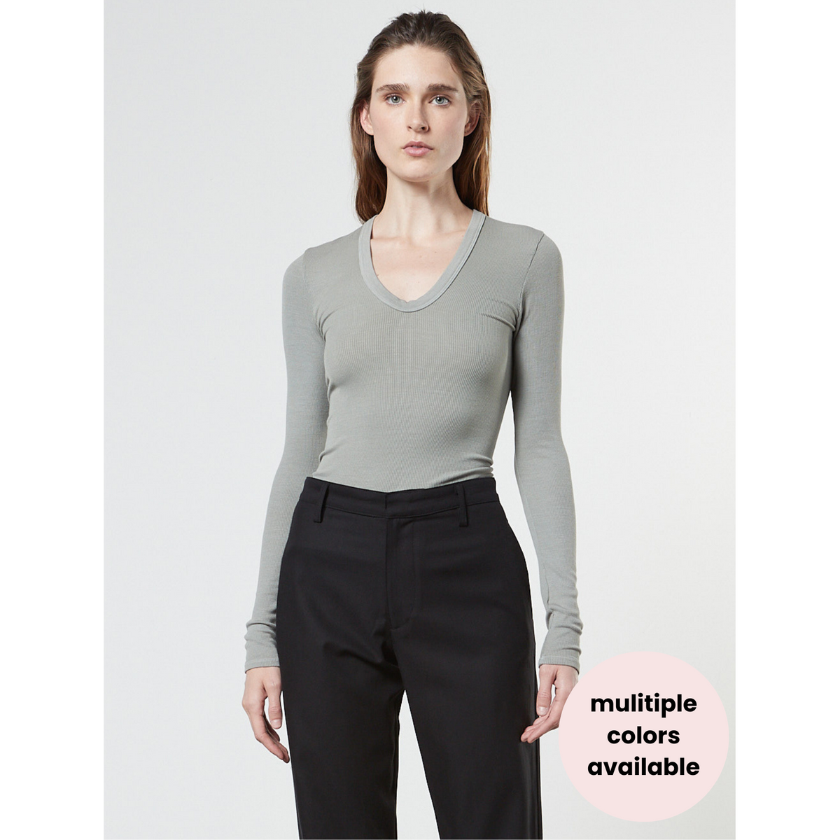 Bold Rib L/S U Neck