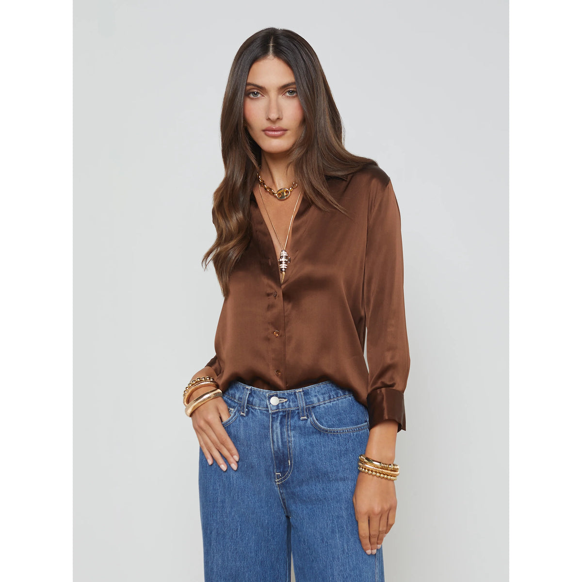 Dani Silk Blouse - Hot Fudge