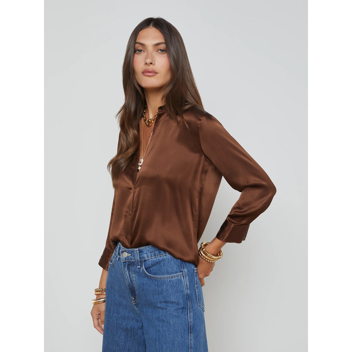 Dani Silk Blouse - Hot Fudge