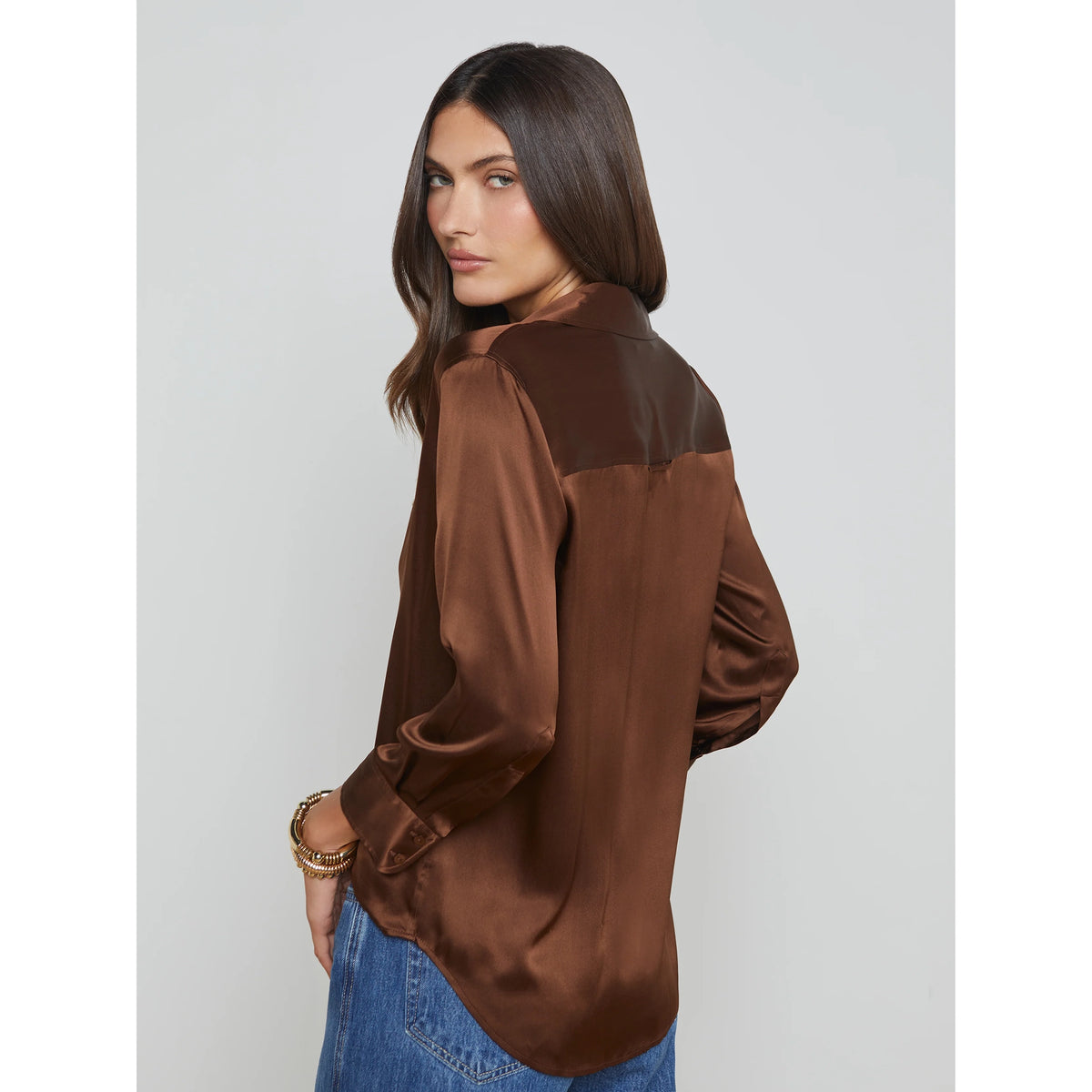 Dani Silk Blouse - Hot Fudge