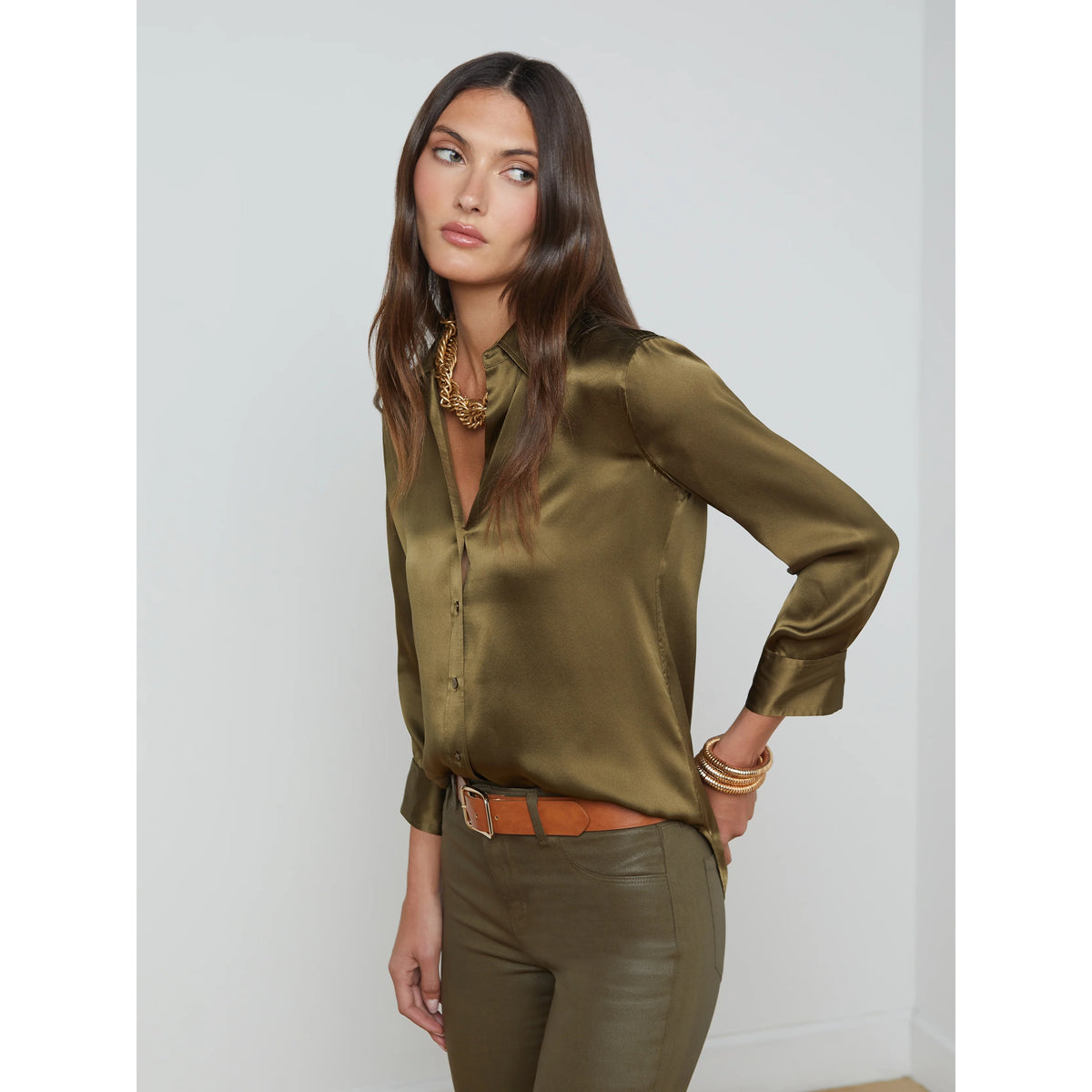 Dani Silk Blouse - Pine