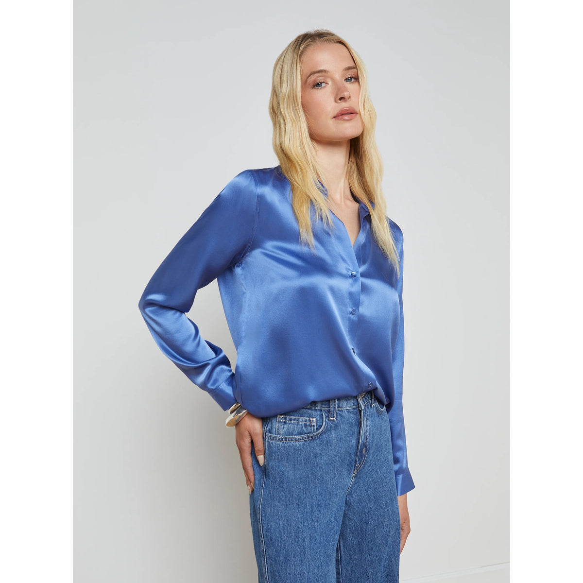 Tyler Silk Blouse - Dusty Periwinkle