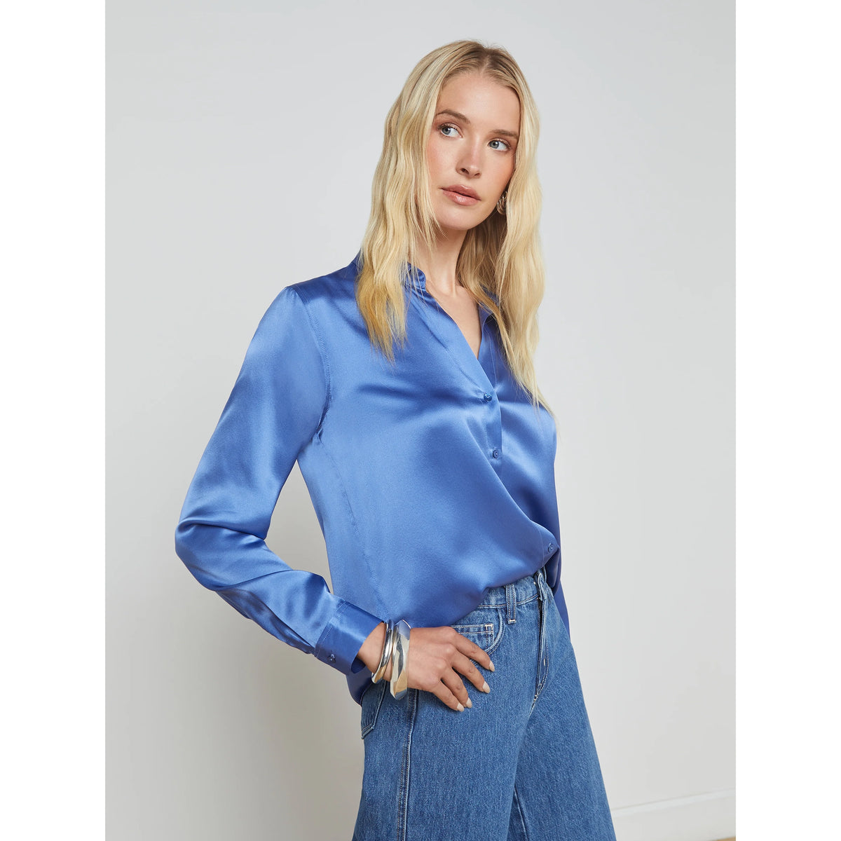 Tyler Silk Blouse - Dusty Periwinkle
