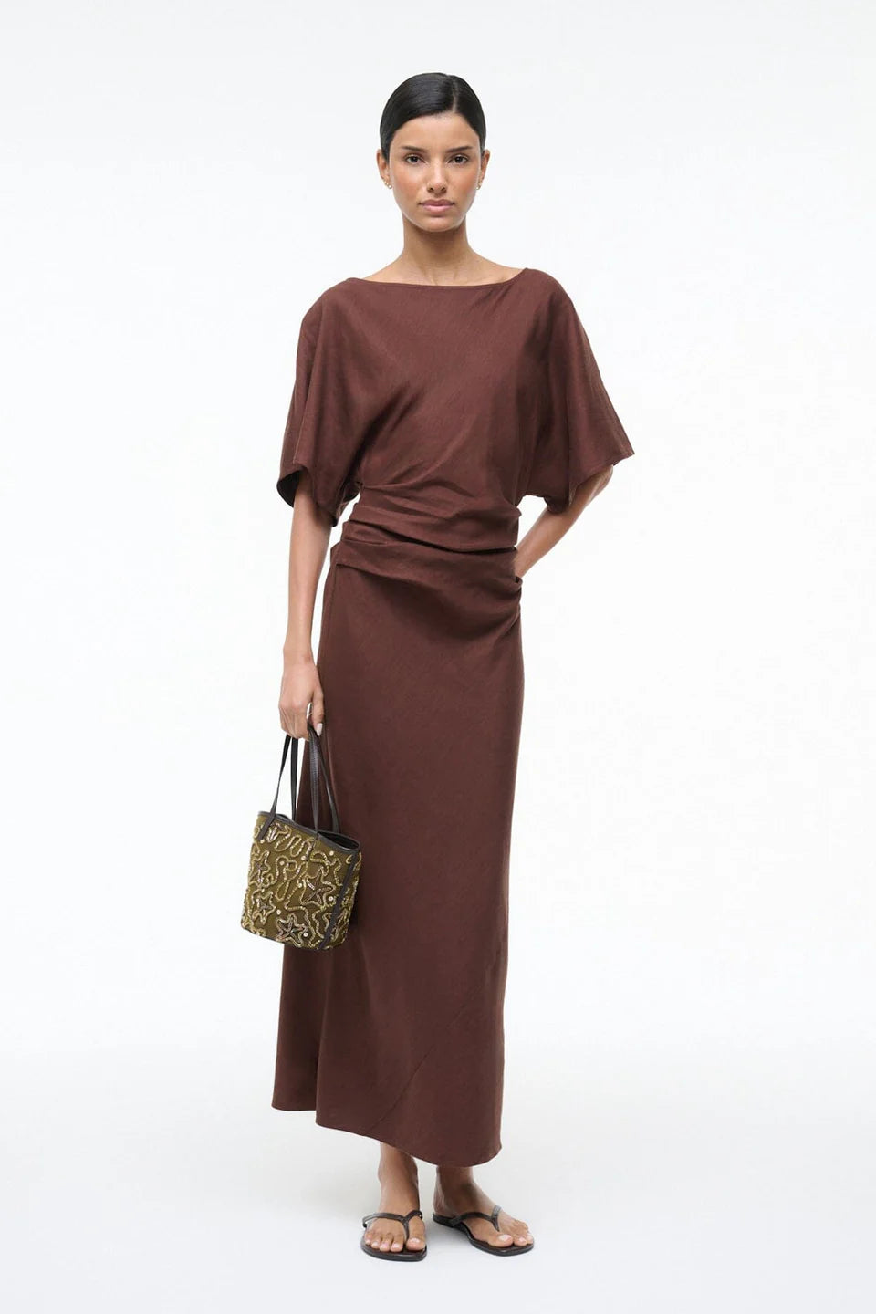 Amelie Linen Dress - Dark Oak