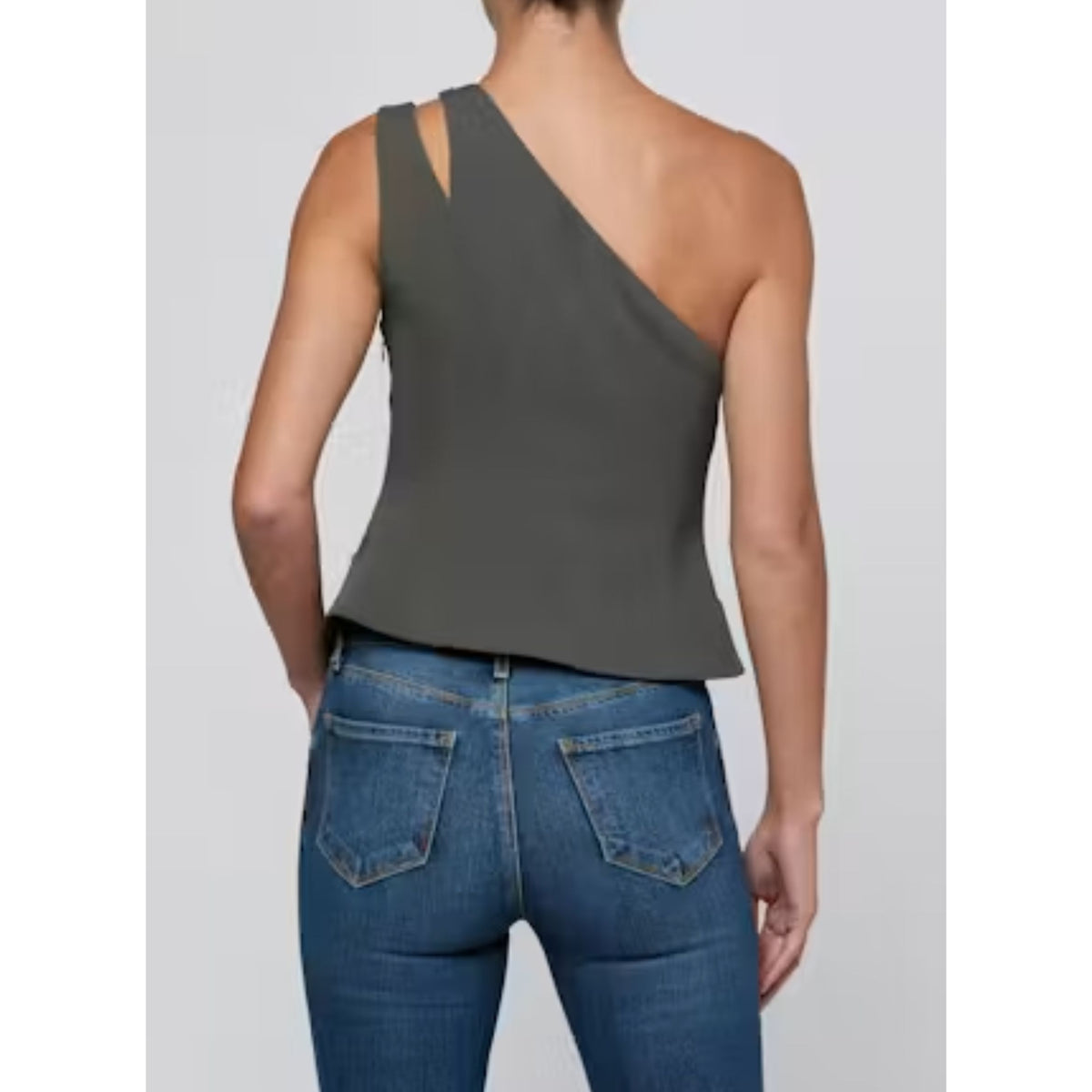 Zinnia One Shoulder Vest - Ash Olive