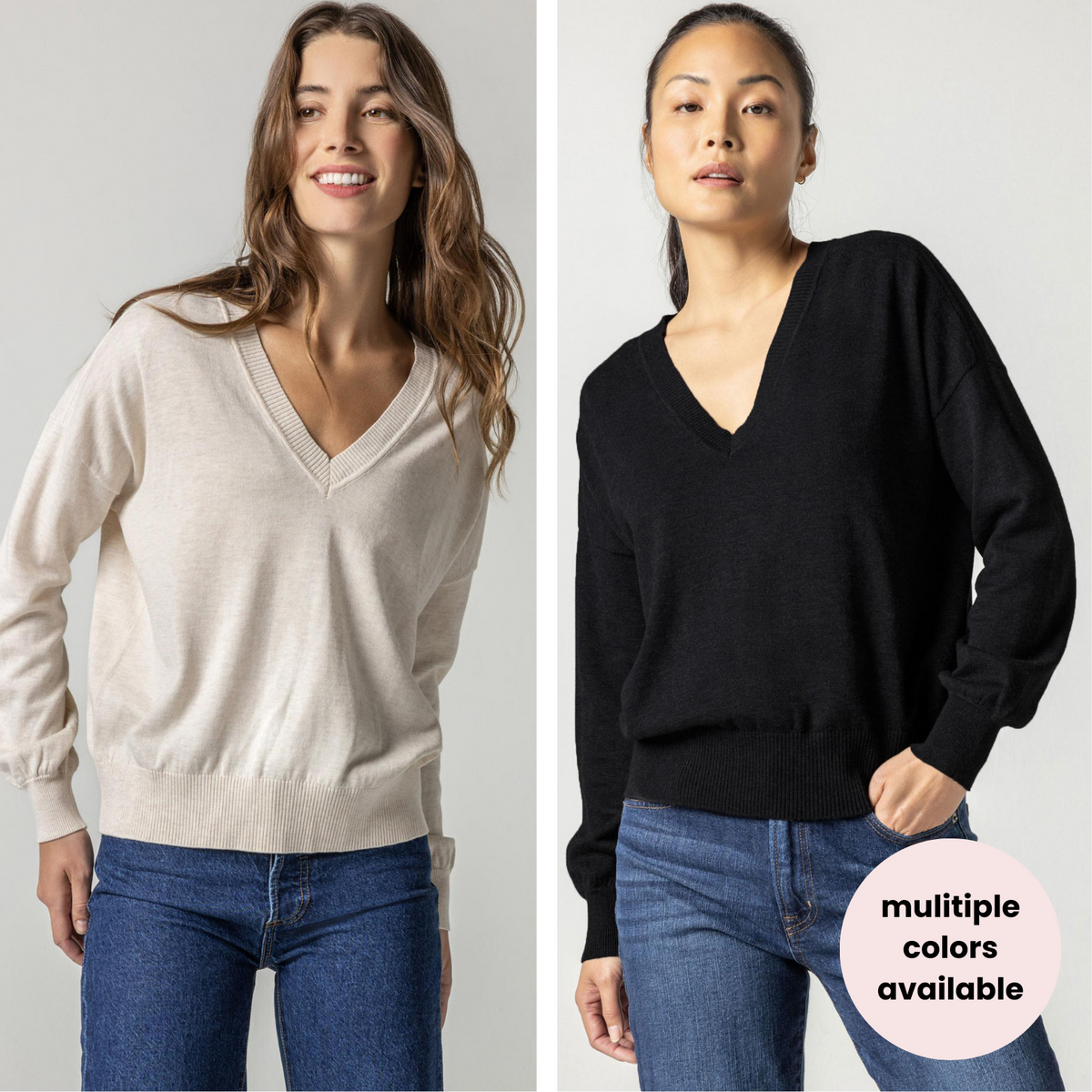 Easy Double V-Neck Sweater