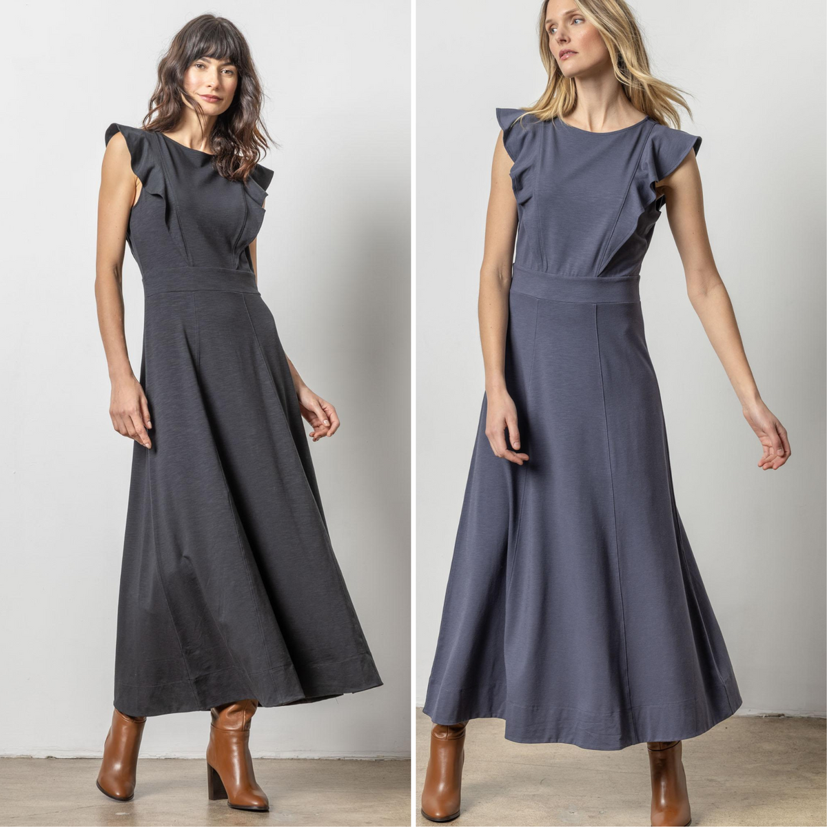Flounce Trim Maxi Dress