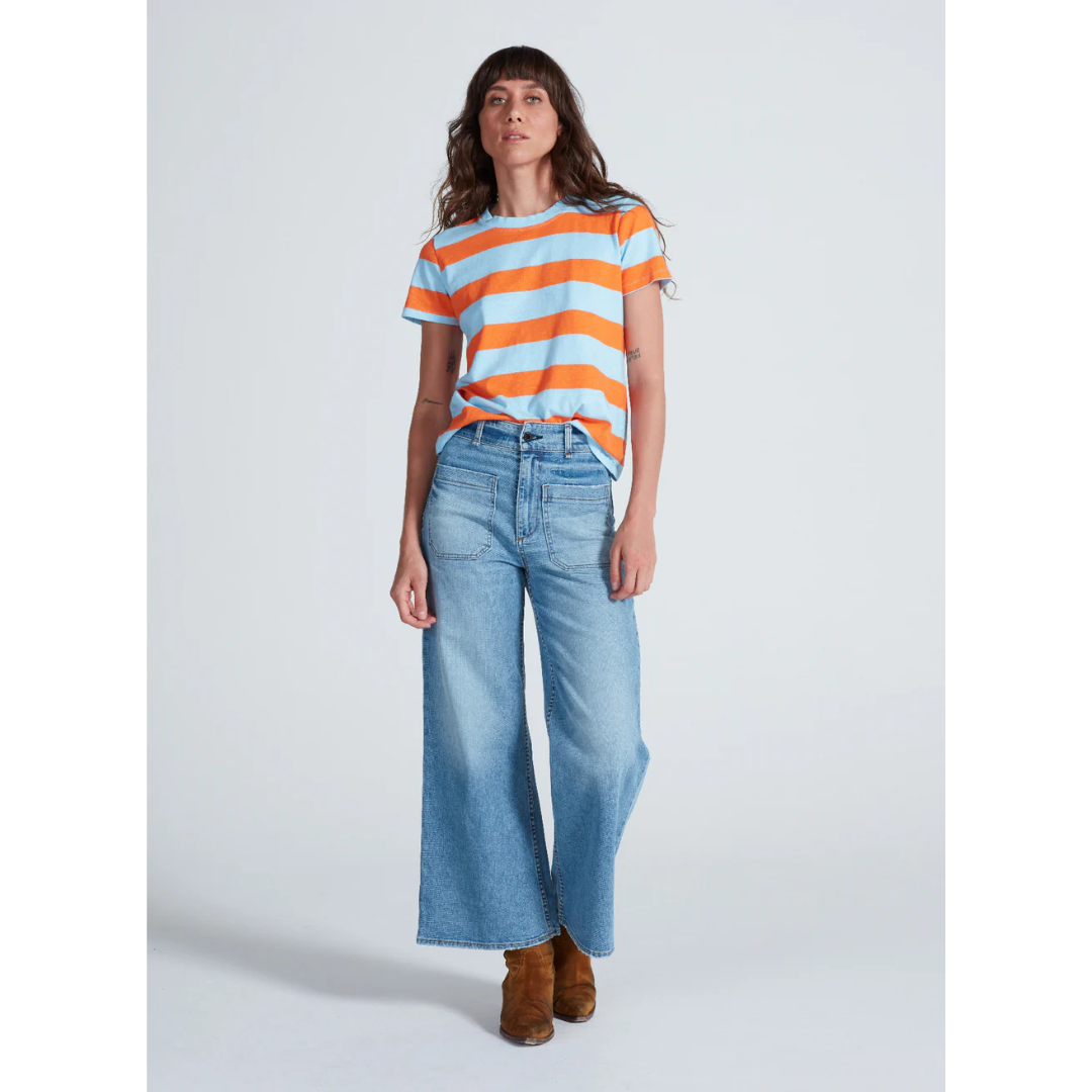 Classic Tee - Orange and Blue Stripe