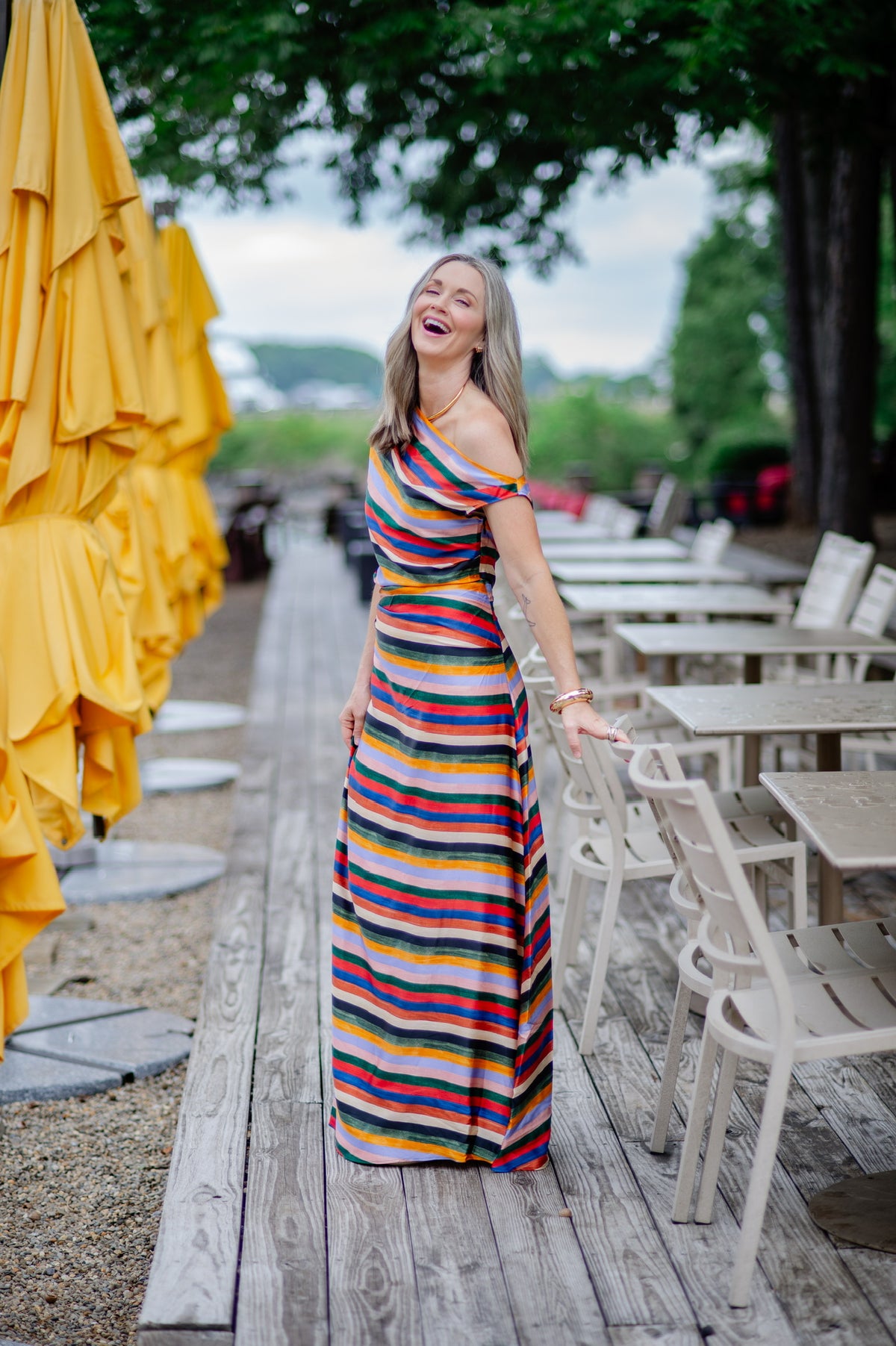 Phare Silk Maxi Dress - Artist Stripe