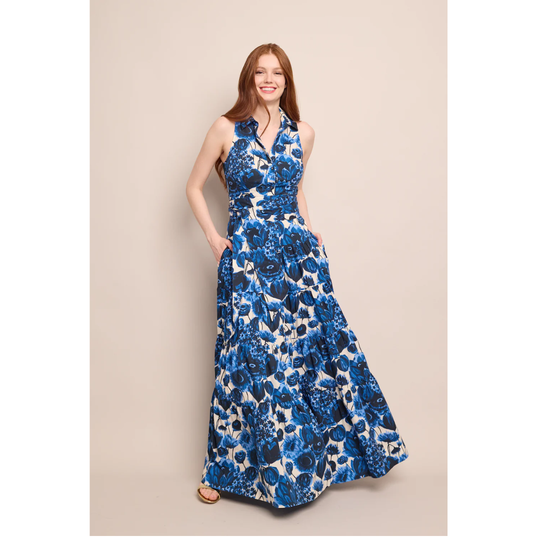 Adriana Dress - Flora Grove Blue
