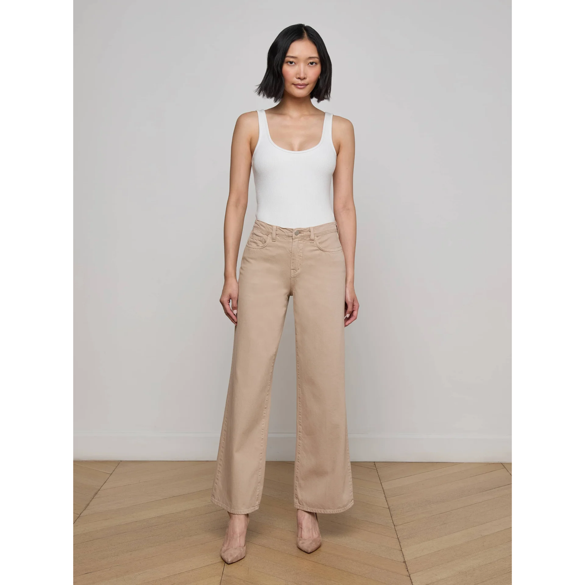 Alicent Wide-Leg Jean - Pale Khaki