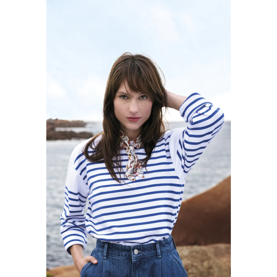 Amiral Thick Cotton Breton Shirt - Blanc/Etoile