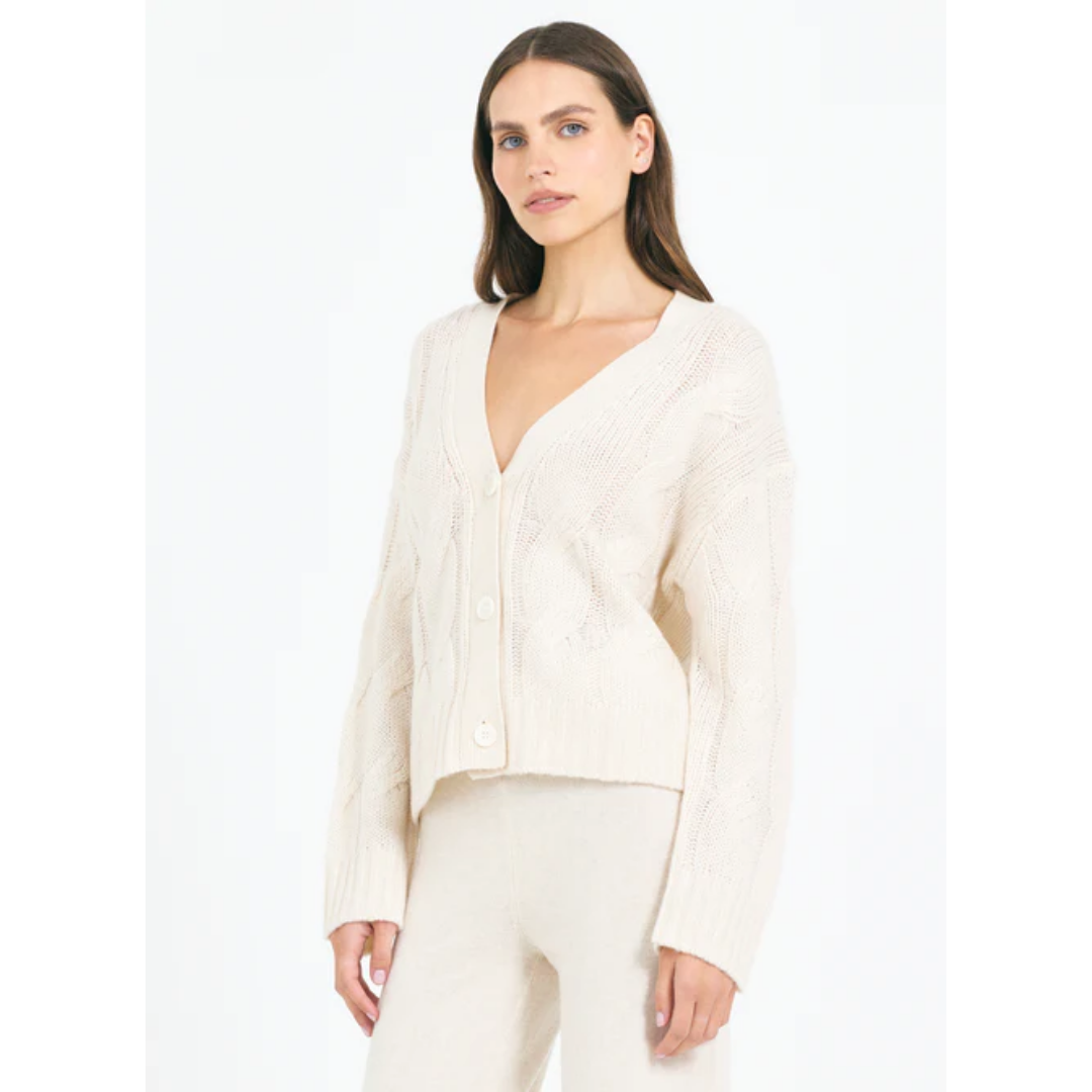 Aster Cashmere Cable Cardigan - Bone
