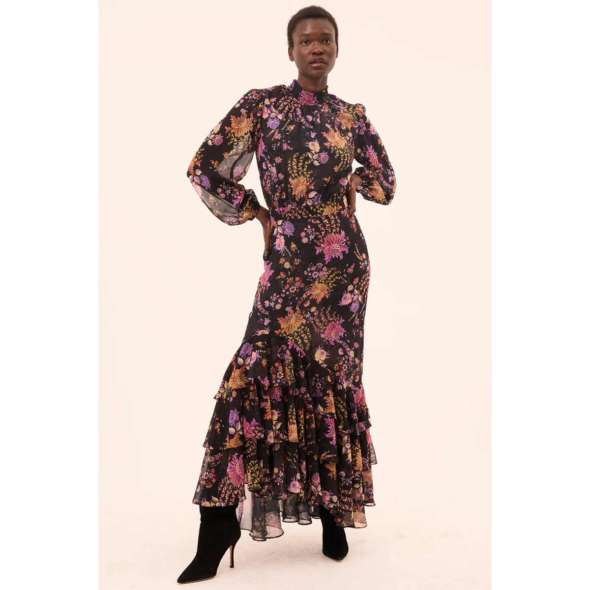 Audrey Dress - Dusted Cluster Flora