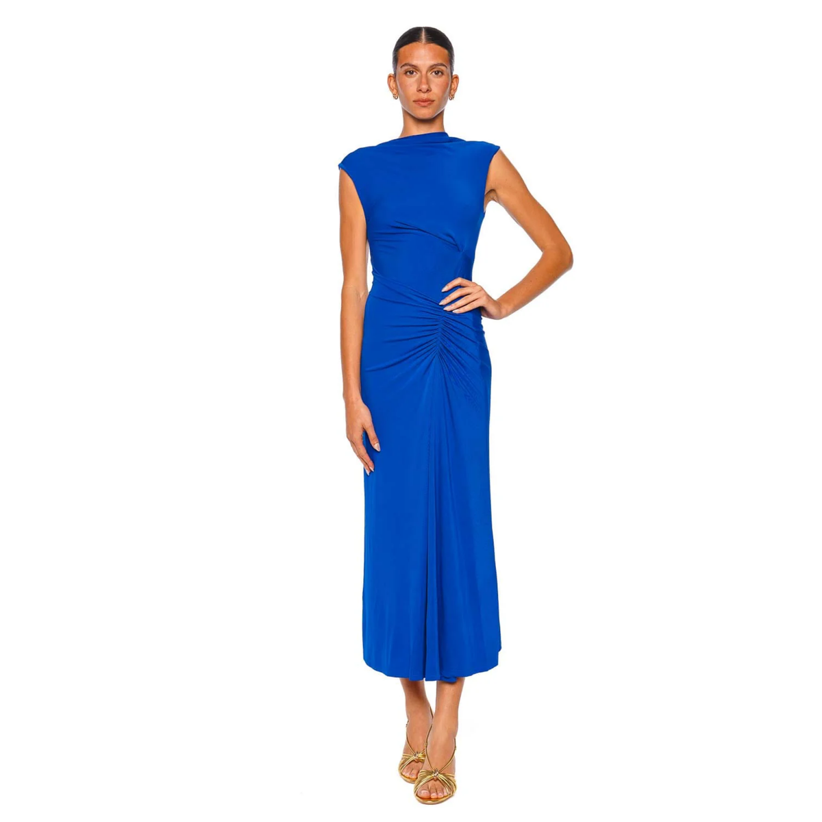 Acacia Drape Jersey Midi Dress - Royal Blue