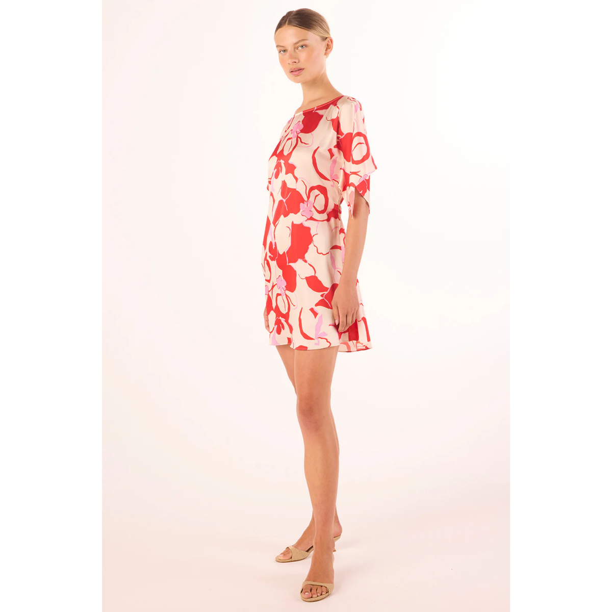 Aleka Dress - Abstract Orchid Satin