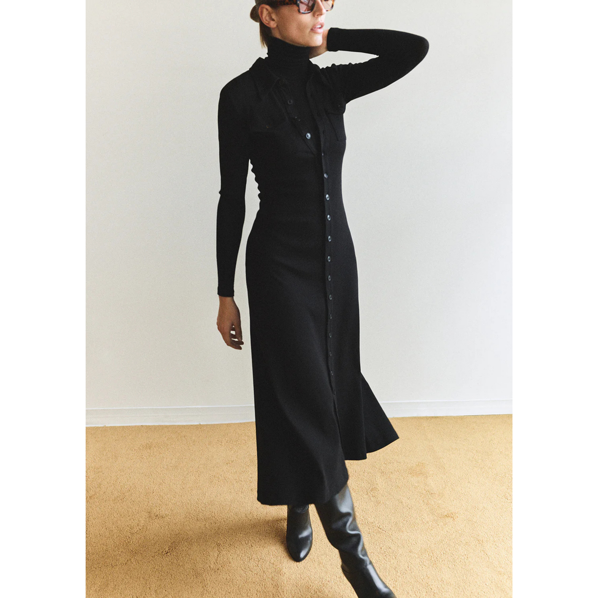 Amina Polo Dress - Black