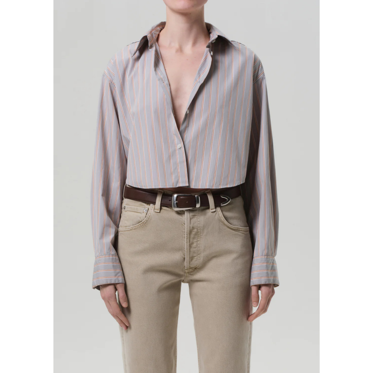Ana Cropped Shirt - Noble Stripe