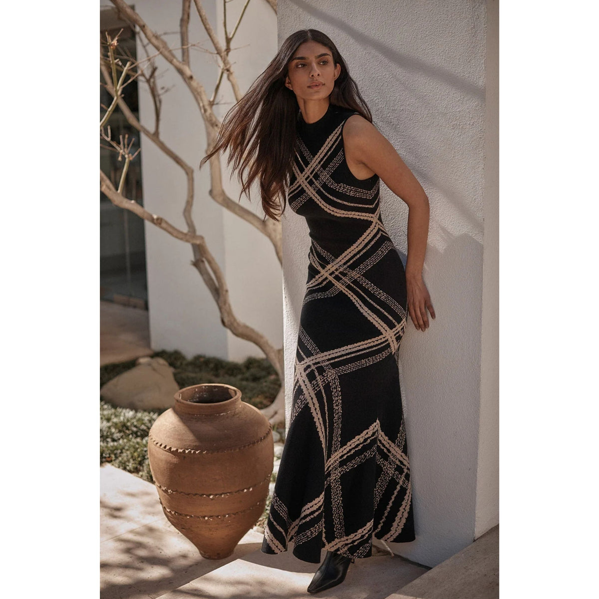 Anara Dress - Plaid Jacquard Knit