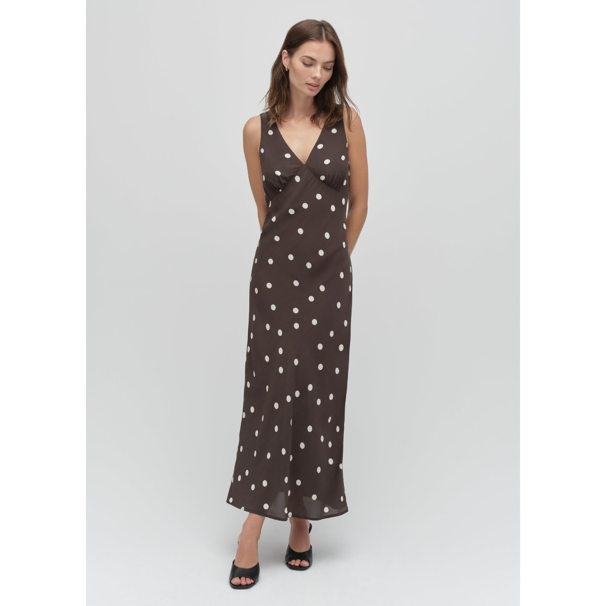 Anyday Anytime Dress - Espresso Polka Dot