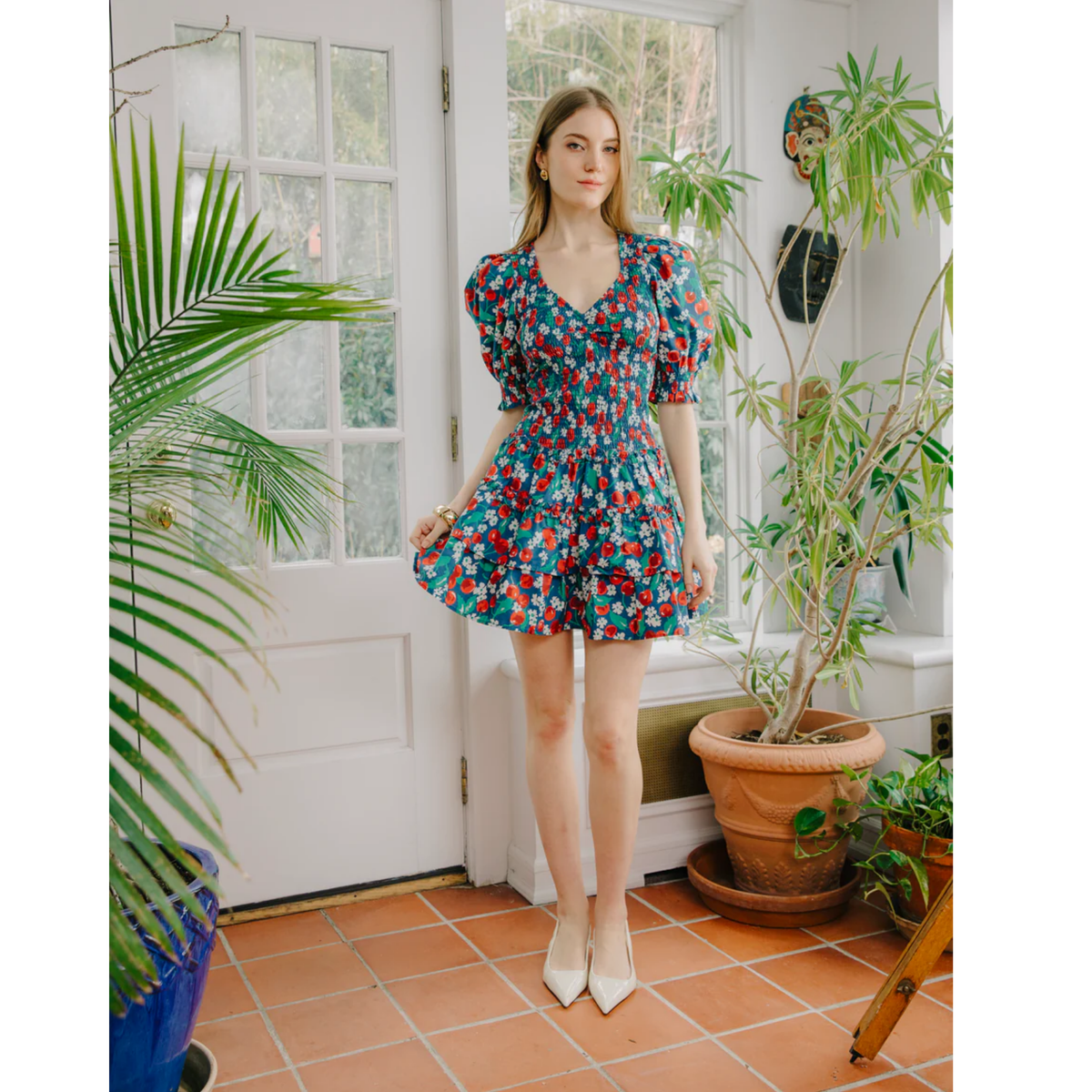 Audrey Short Sleeve Dress - Miss Cherry Print