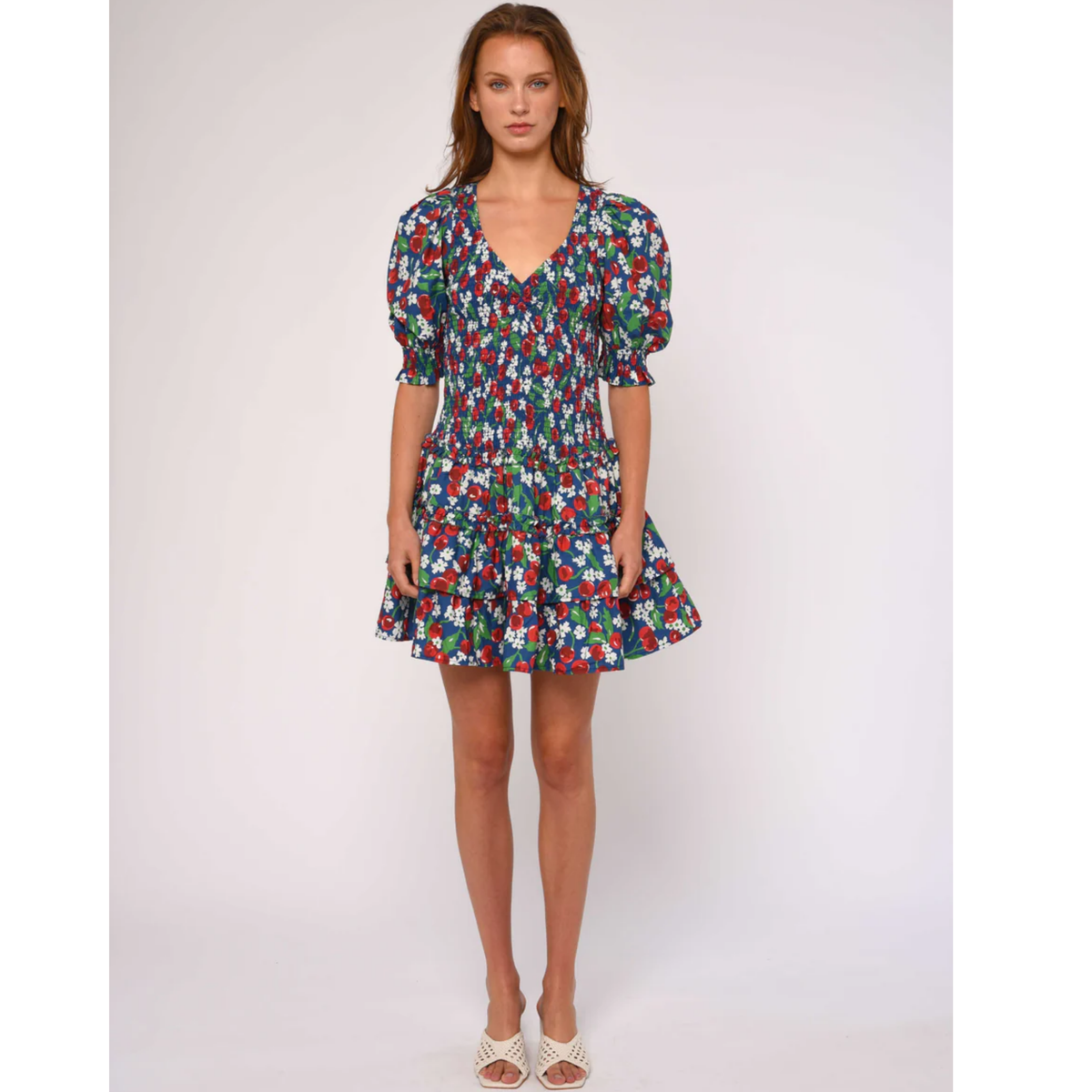 Audrey Short Sleeve Dress - Miss Cherry Print