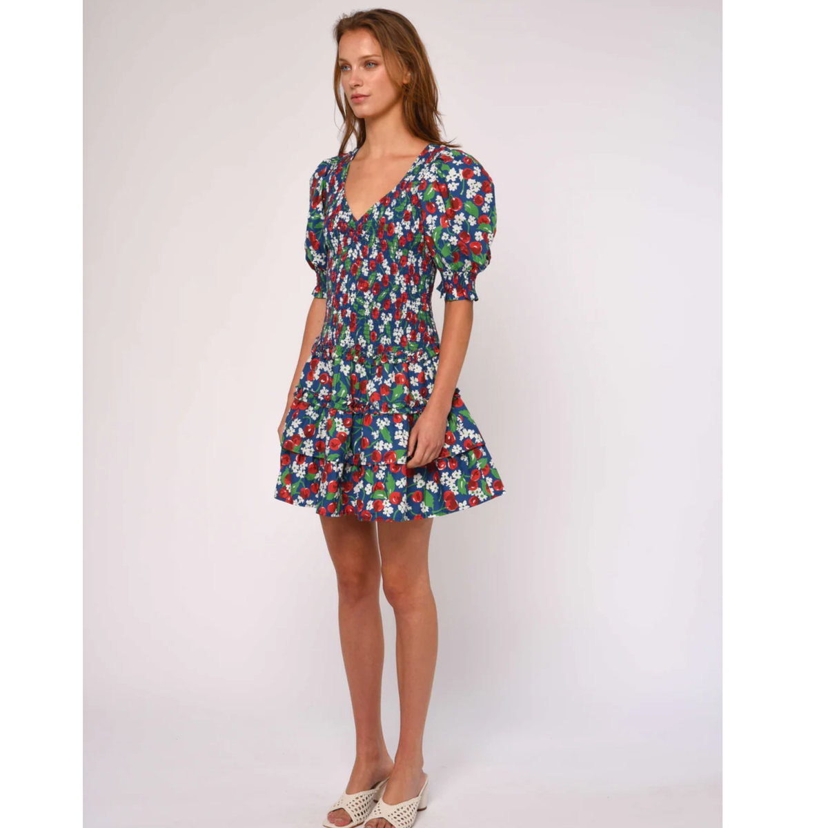 Audrey Short Sleeve Dress - Miss Cherry Print