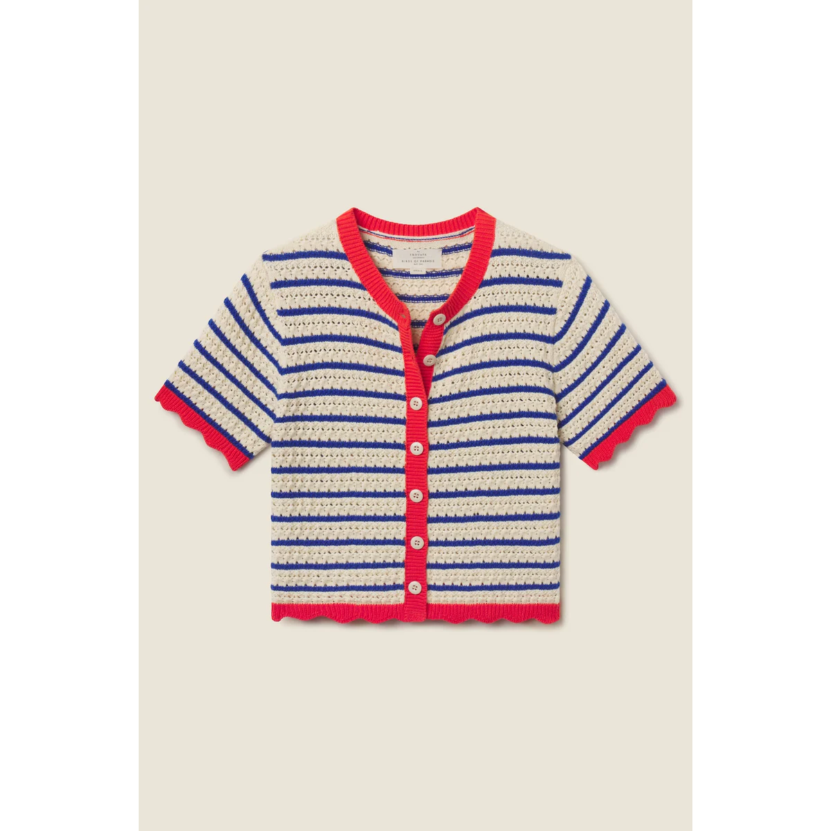 Aurora Cardigan - Antique White/Navy Stripe