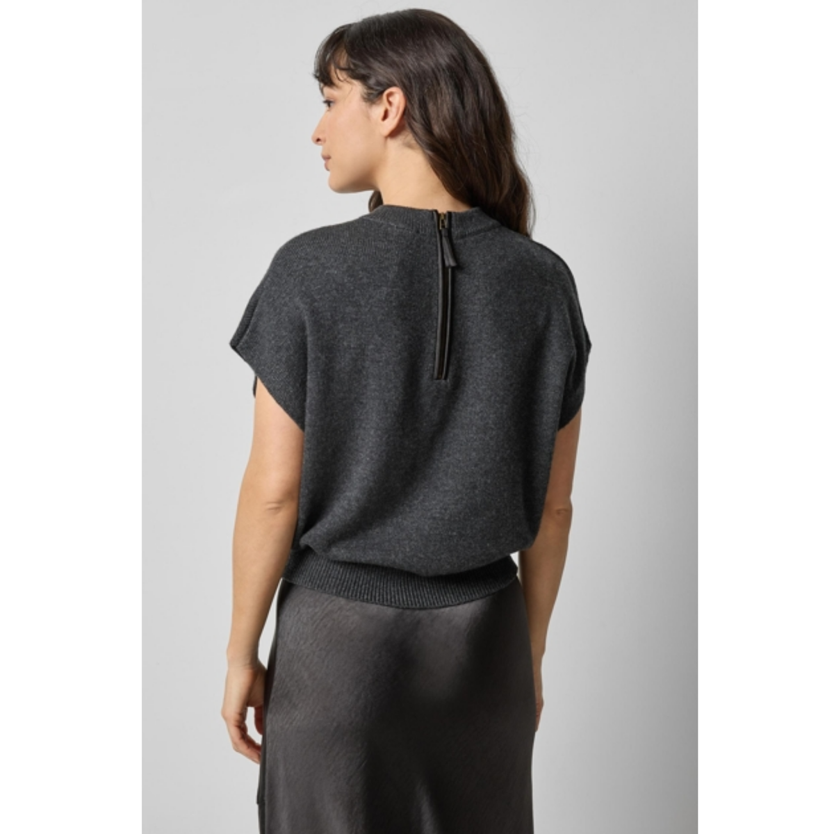 Banded Bottom Wedge Sweater - Caviar