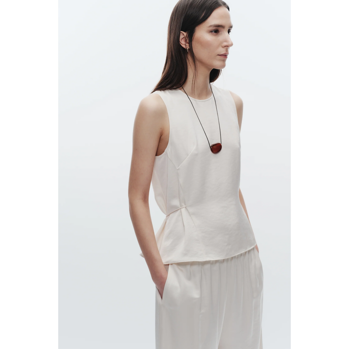 Benson Charmeuse Top - Ivory