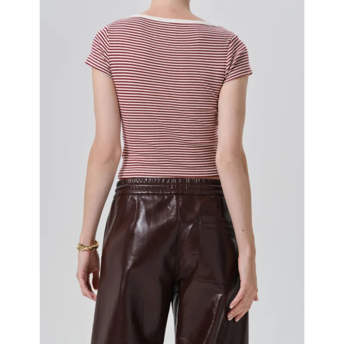 Baby Waffle Tee - Burgundy Cream Stripe