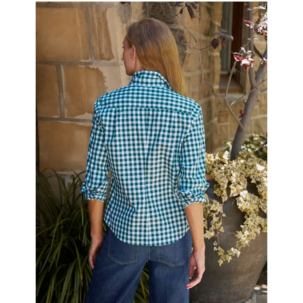 Barry Tailored Button-Up - Green And White Check